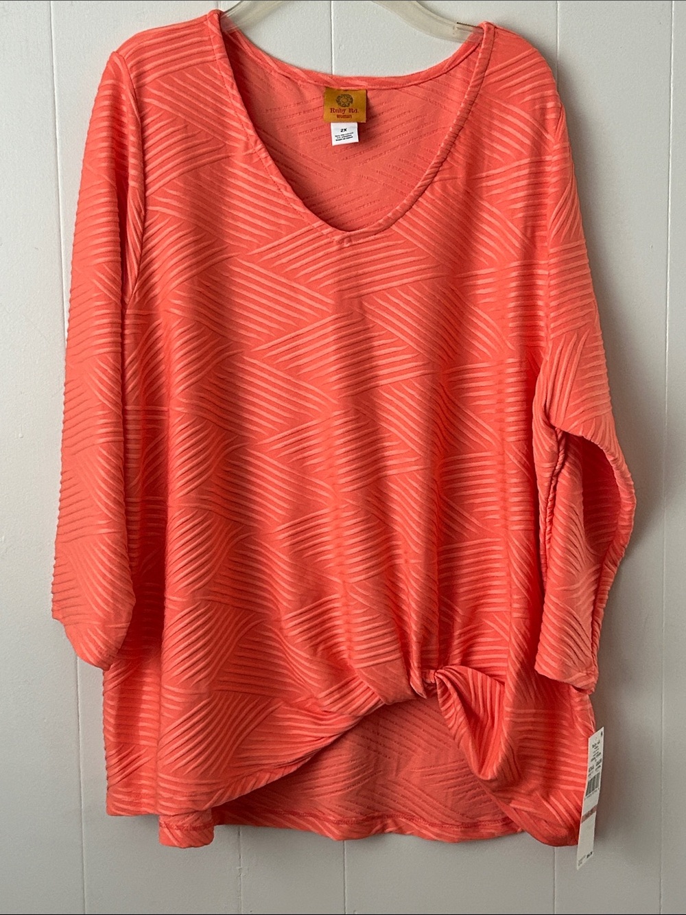 Ruby Rd. Coral Textured V-Neck Tunic